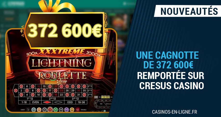 372600 euros remportés en octobre par un parieur sur cresus casino
