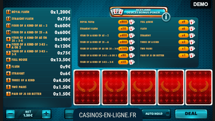 aces deuces bonus poker screenshot 1