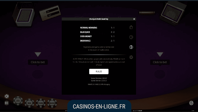blackjack multihand vip screenshot 2