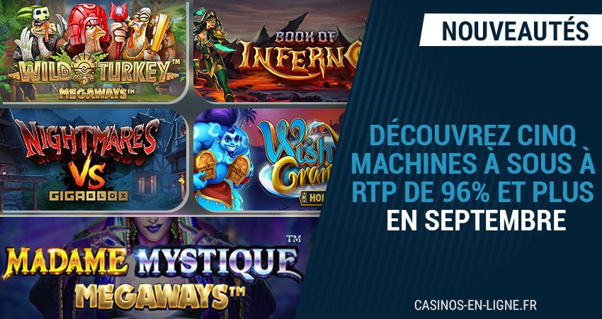 les machines à sous à rtp de 96% et plus sur les casinos français