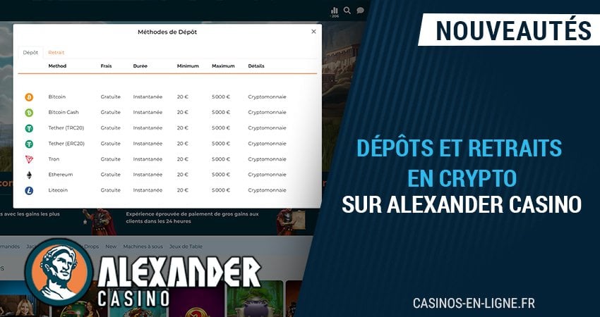 optez pour des paiements cryptos en 2023 sur alexander casino