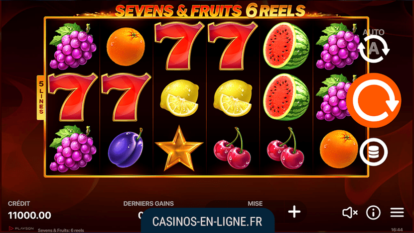 seven and fruits 6 reels screenshot 1
